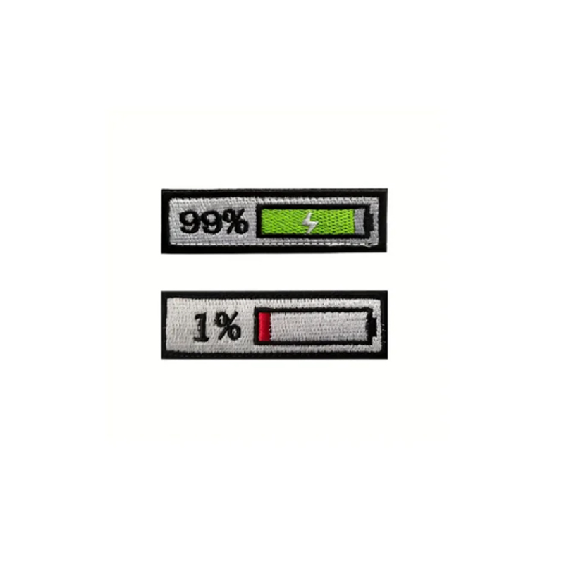 4PCS Percent Full Empty Power Morale Patch,Funny Battery Percentage 99 And 1