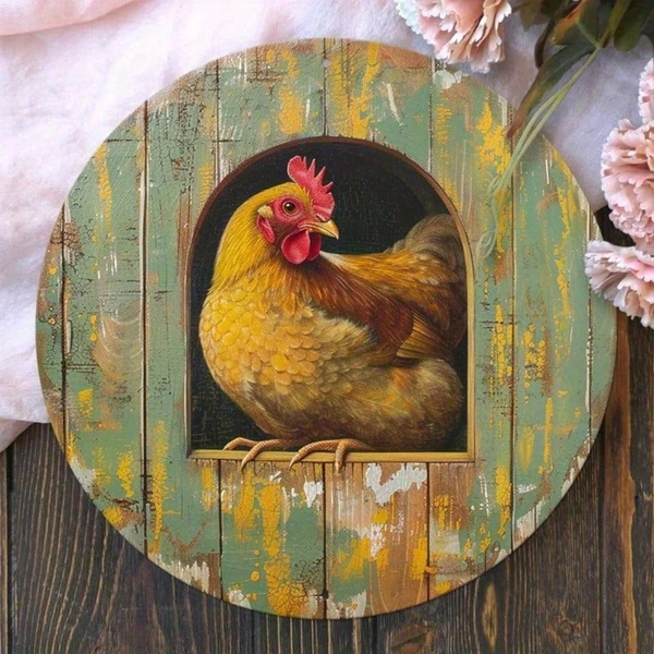 CIFbuy Tin Metal Wall Art 8x8 Inch Vintage Round Wreath Sign, High Definition Printed Rustic Farmhouse Decorative Wall Hanging Art For TikTok, TikTok, For Self-pickup Logiopics