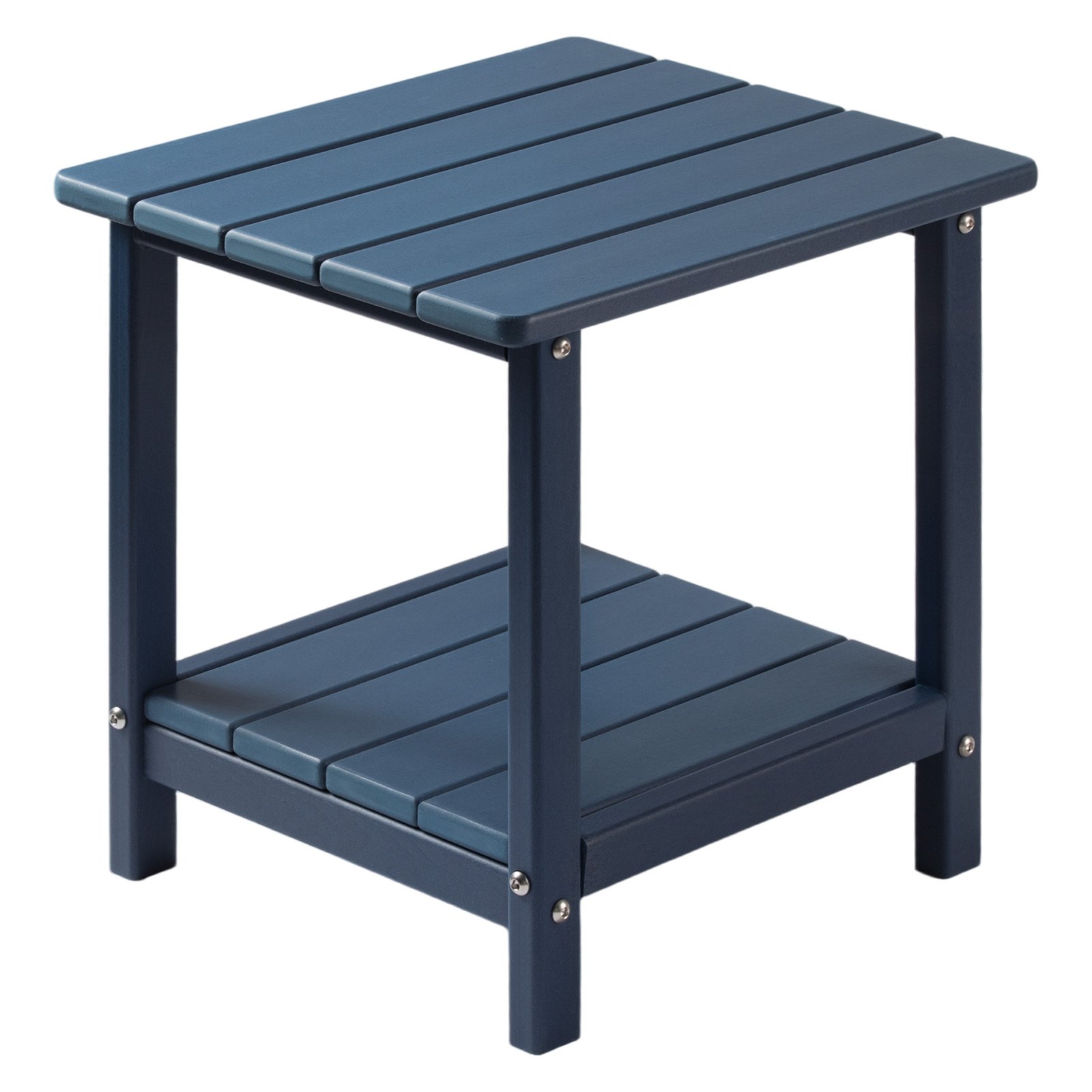 Outdoor Side Table 2-Tier HDPE Outside End Table For Indoor Backyard Blue