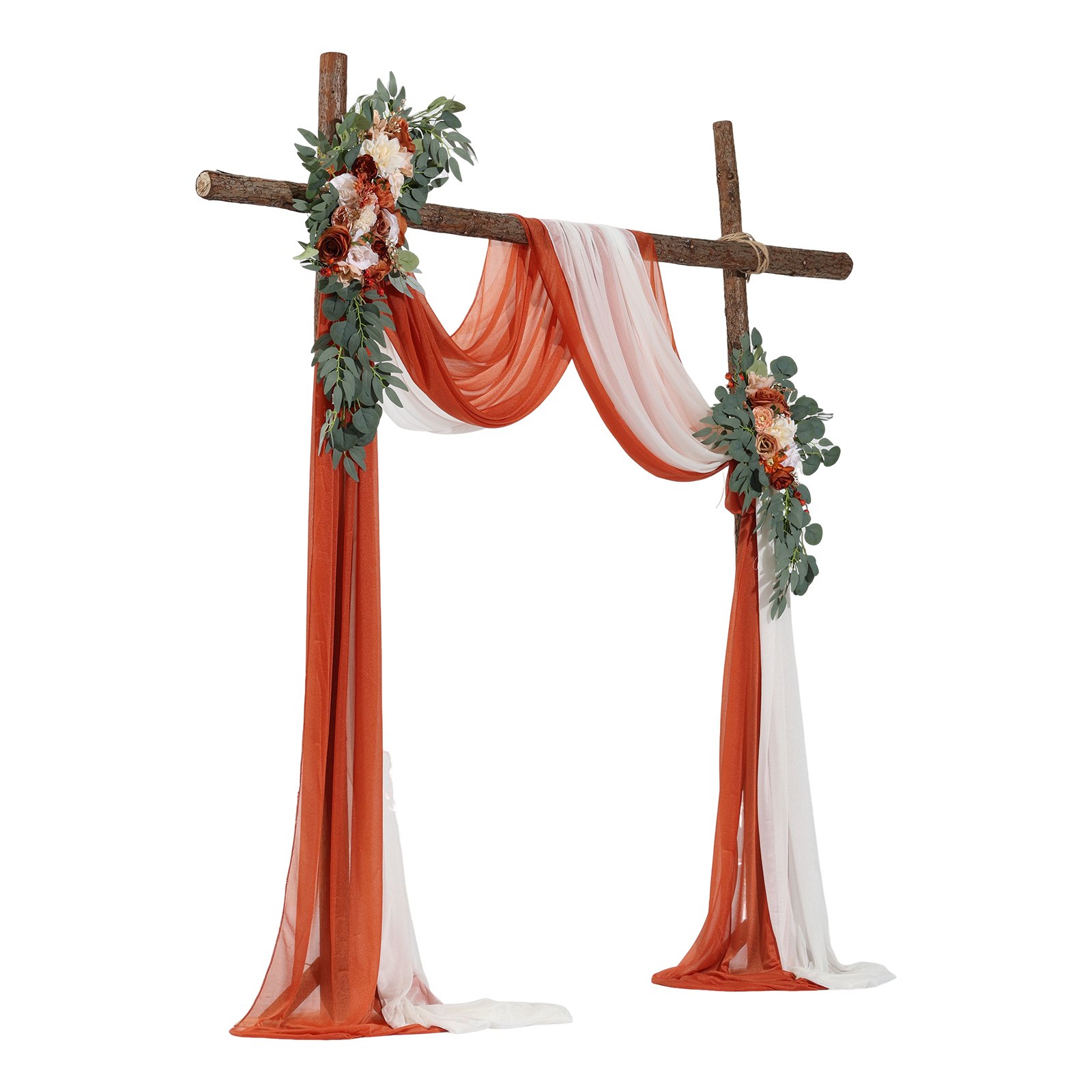 Artificial Wedding Arch Flowers Kit (Pack Of 4) With 21Ft Wedding Arch Draping Fabric,Arch Flowers For Wedding Ceremony And Reception Backdrop Wedding Decoration (Burnt Orange)