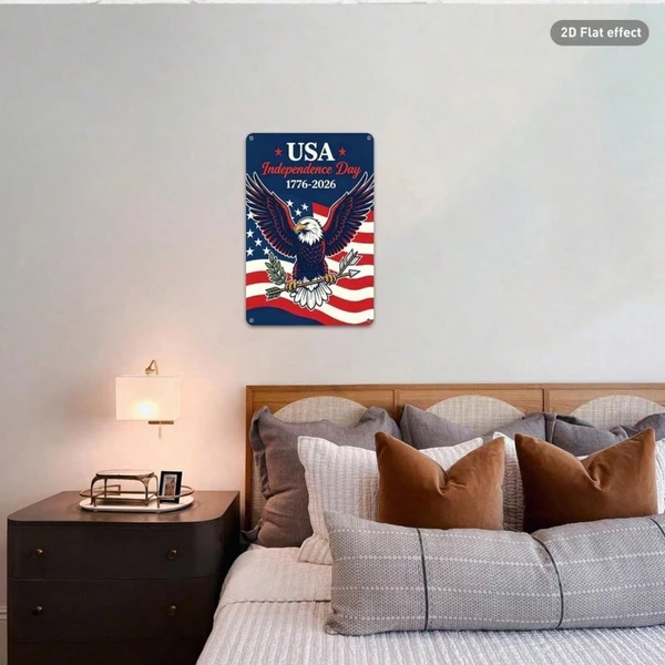CIFbuy American 1776-2026 Independence Day Aluminum Tin Sign, Bald Eagle & Flag Wall Art, Art, 20x30 Inch Retro Patriotic Decor IkTok, IkTok, L Art Self-igckup Logiopor