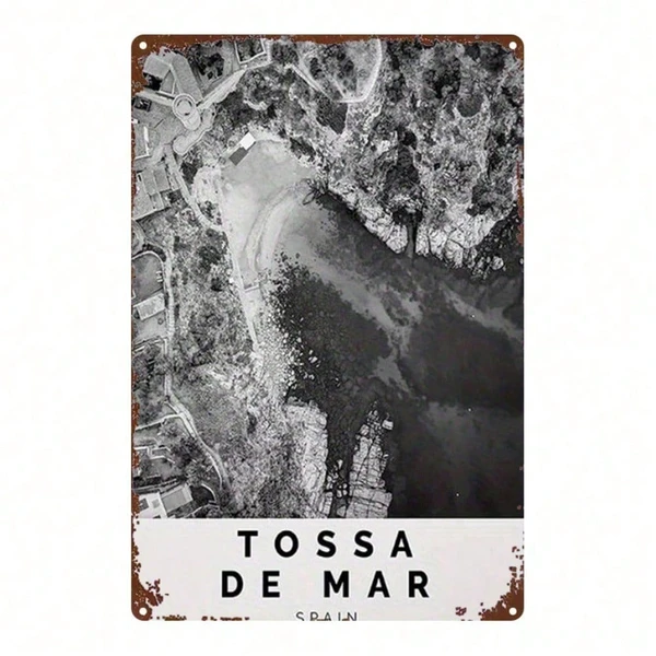 CIFbuy Vintage Spanish Tossa De Mar Metal Sign 8x12 Inch Retro Black & White Tin Plaque, Durable 2D Flat Wall Decor For Bar Bedroom Kit TikTok, TikTok, N Plaque Self-pickup Logiopics