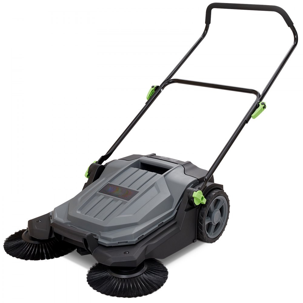 Walk-behind Hand Push Floor Sweeper, Sweeping Width Floor Sweeper Manual Non-Electric, 5-Gallon Waste Container, Angle & Height Adjustable Folding Handle For Walkway, Yard, Garage, Patio