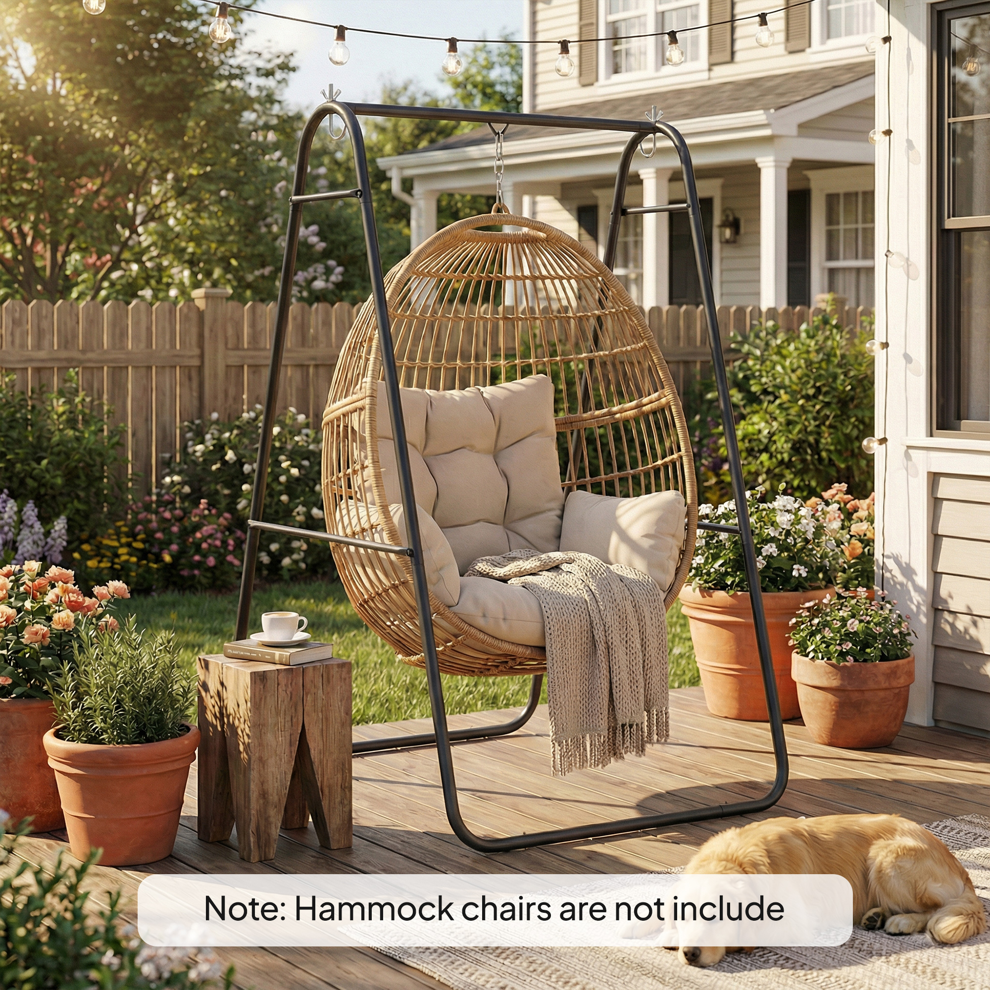 Hammock Chair Stand Only Heavy Duty Solid Steel A-Frame for Hanging Hammock, Egg Chair, Max Load 330 LBS, Black