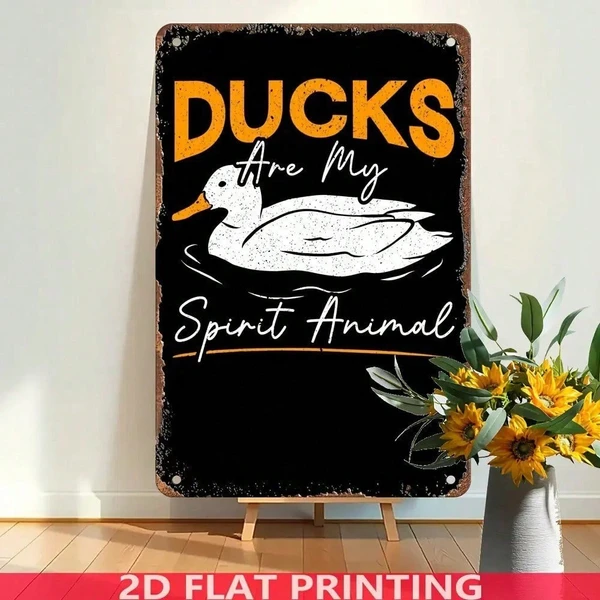 CIFbuy Vintage Ducks Are My Spirit Animal Metal Tin Sign 8x12 Inch Rustic Farmhouse Wall Decor For Kitchen Bathroom Office Durable Home TikTok, TikTok, Self-pickup Logiopics