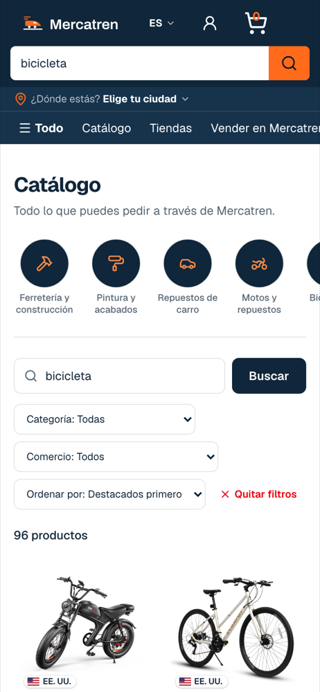 Results for “bicicleta” on Mercatren: 96 products that ship within the United States.