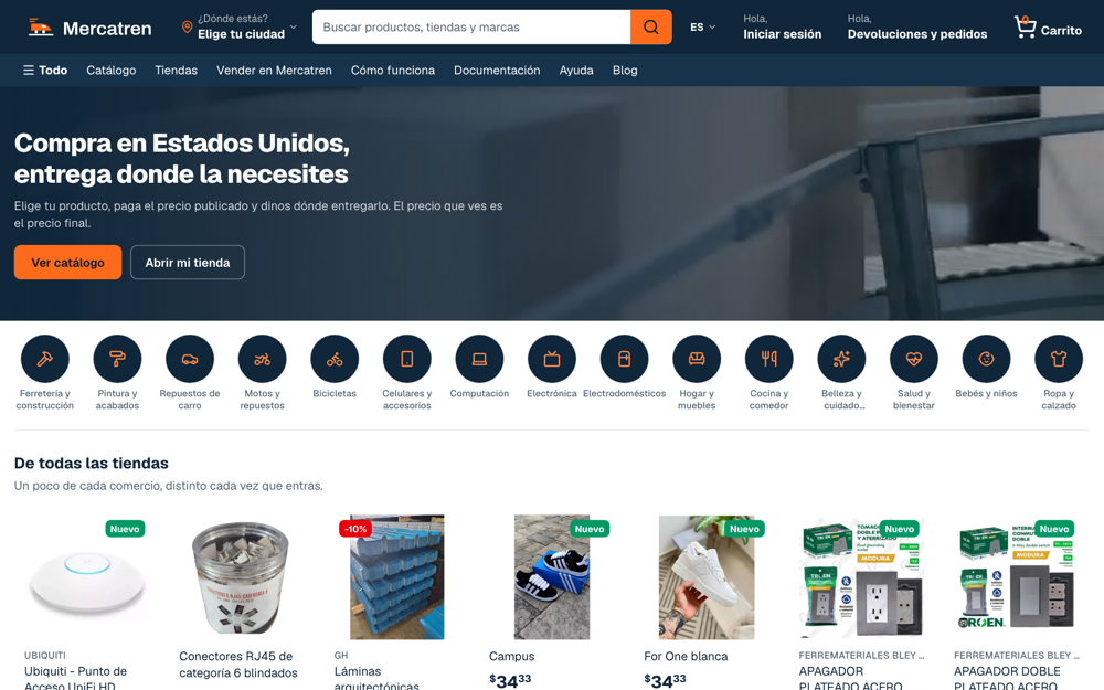 Mercatren's home page on a desktop, with the “From every store” block.