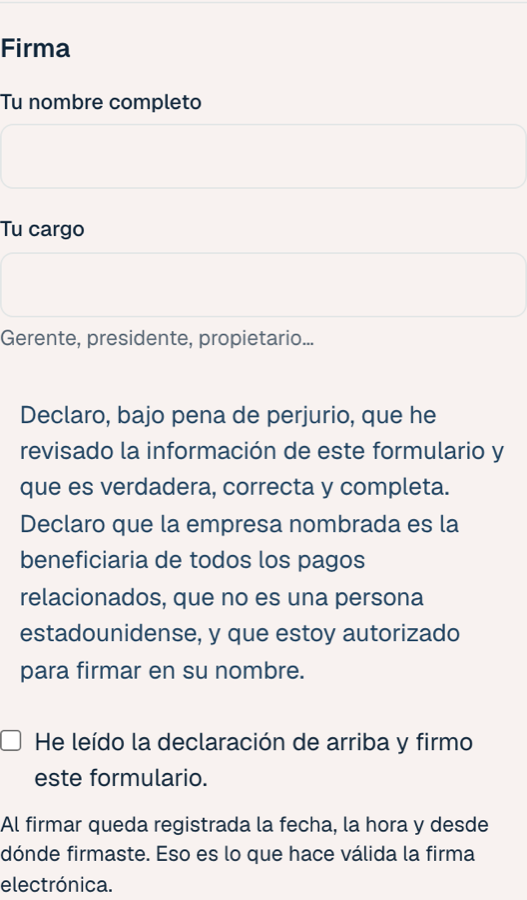 The sworn declaration and the signature checkbox at the end of the form