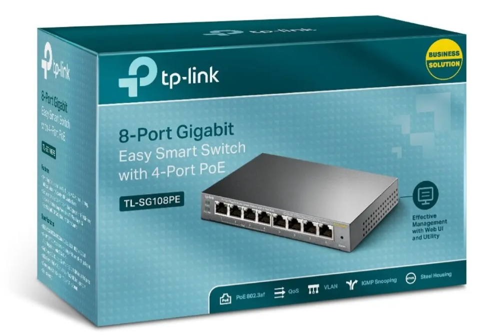 Switch De 8 Puertos Gigabit Con 4 Puertos Poe Easy Smart 55w