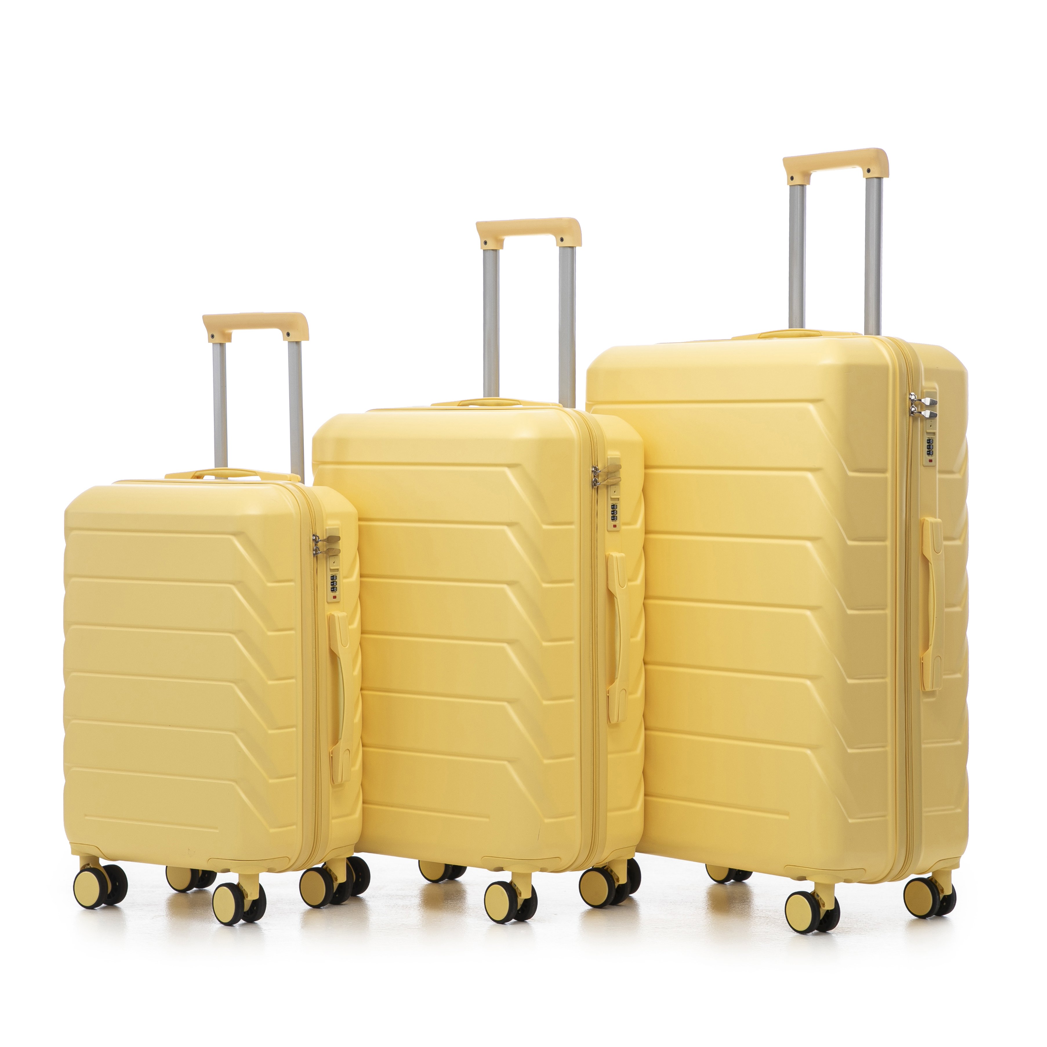 20 24 28 3 Pcsset In ABS Spinner Wheel Luggage, Matching Color , With Combination Lock Yellow