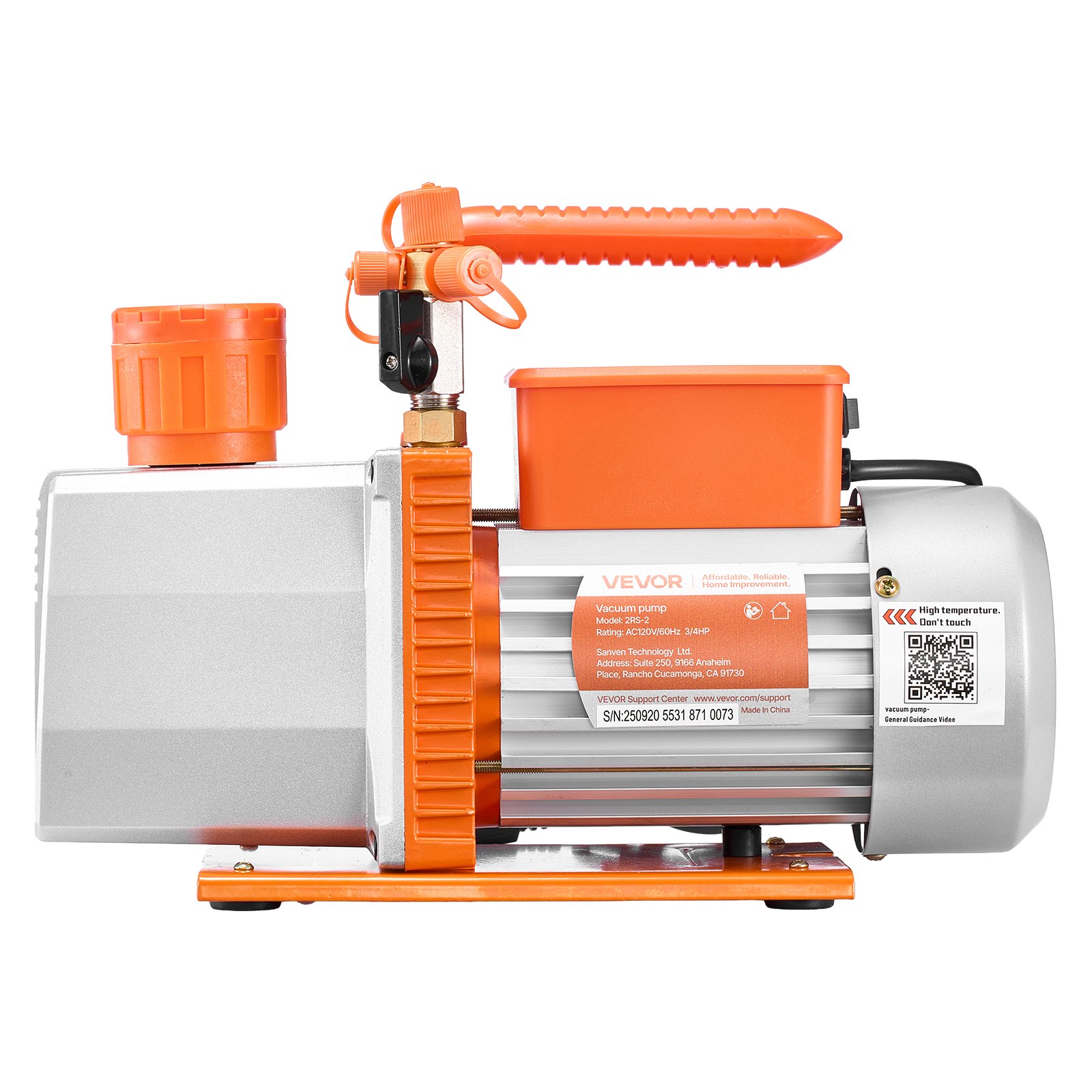 Vacuum Pump, 7 CFM 3/4 HP, HVAC Two Stage Rotary Vane AC Vacuum Pump, For R134a R22 R410a R1234YF R32, 4 Pole Motor, For Automotive Air Conditioner Maintenance Resin Degassing, Oil Included