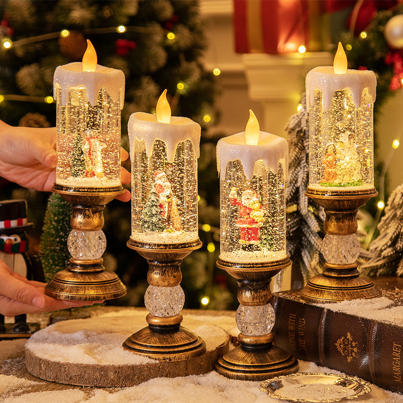 Decoraciones navideñas con diseño de escena de luz de vela