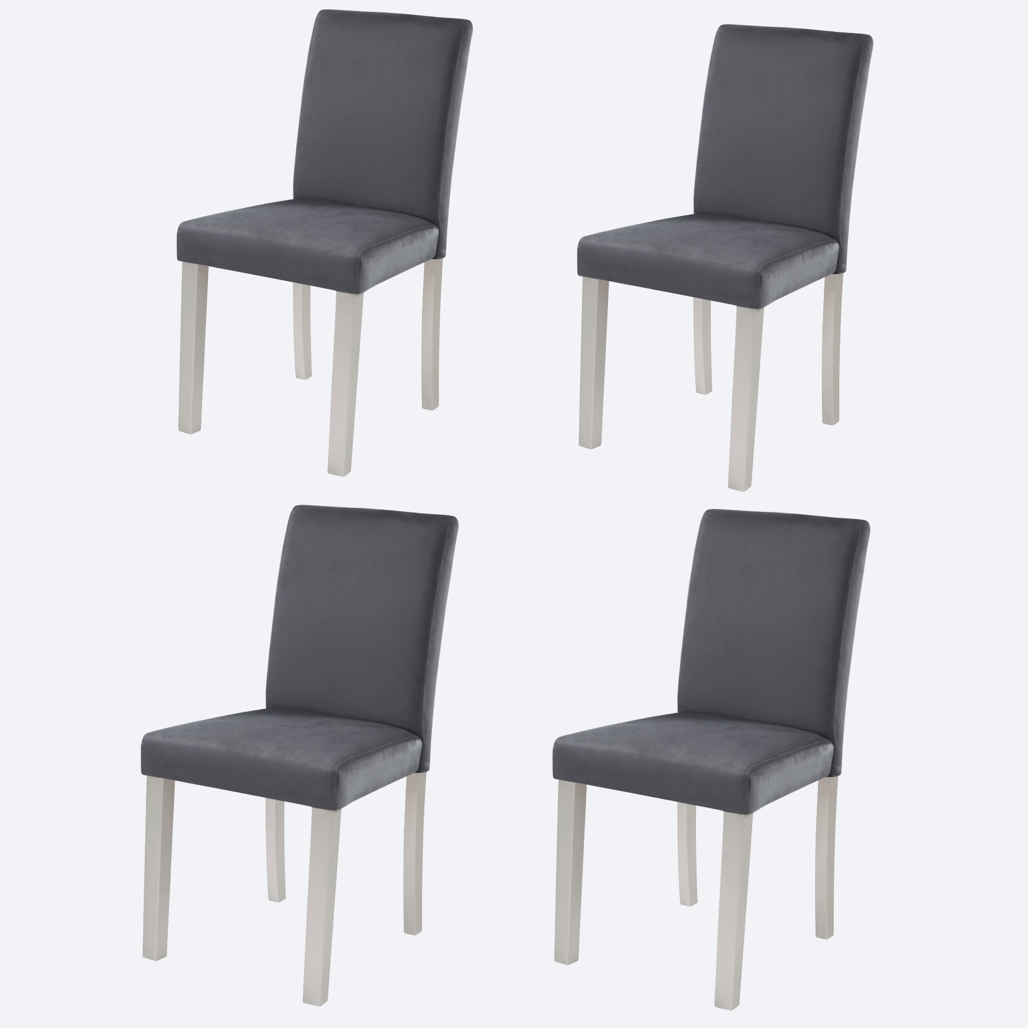 Dining Chairs set for 4,Kitchen Chair with Padded Seat, Side Chair for Dining Room, Silver grey