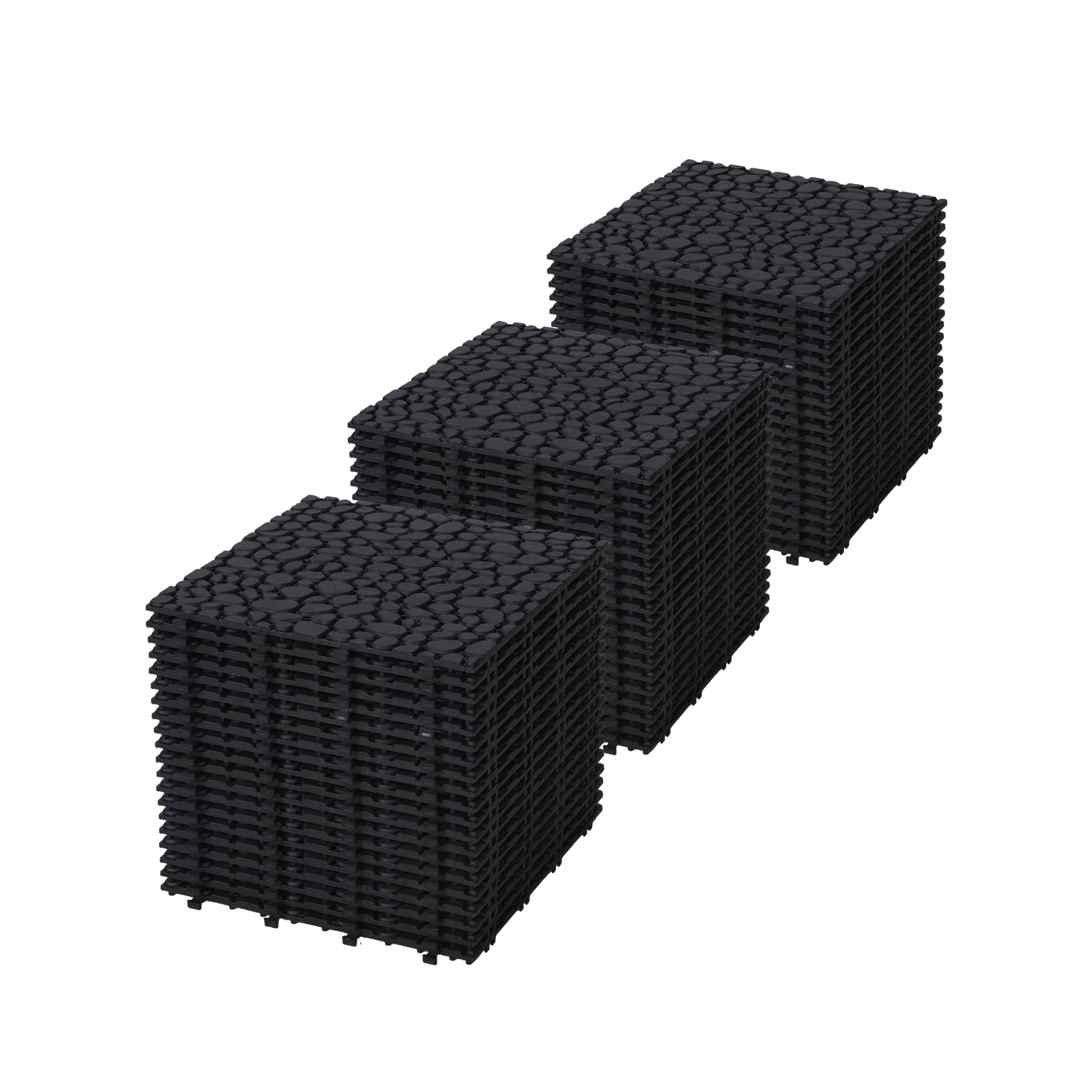 Baldosas entrelazadas de plástico 12x12 pulgadas, negras, impermeables, 440 libras.