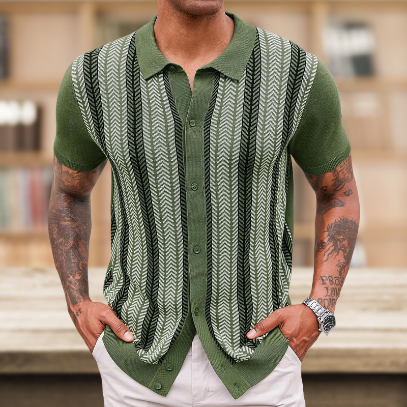 Suéter casual de jacquard a rayas para hombre