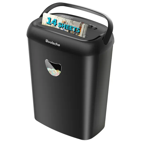 Cross Cut Paper Shredder,High-Performance,14-Sheet Capacity,6.6 Gallon Basket,P-4 Security-Jam Proof Heavy Duty Shredder For Home And Office