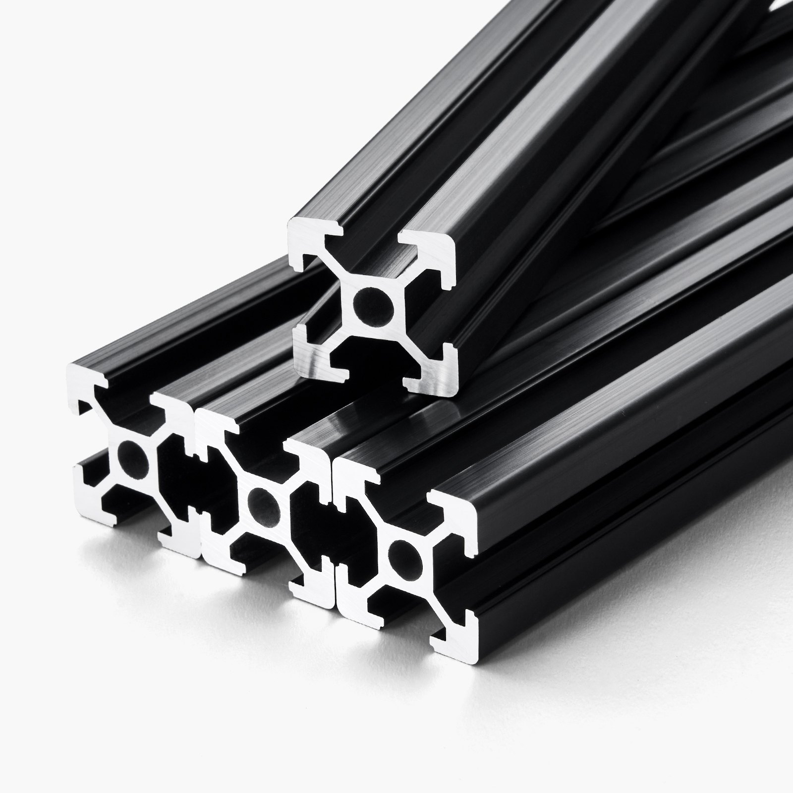 4PCS 47.2 In (1200mm) T Slot Aluminum Extrusion Profile, European Standard Anodized Linear Rail, High-Strength Extruded Aluminum Rail For 3D Printer, CNC Machine DIY, Laser Engraving, Black