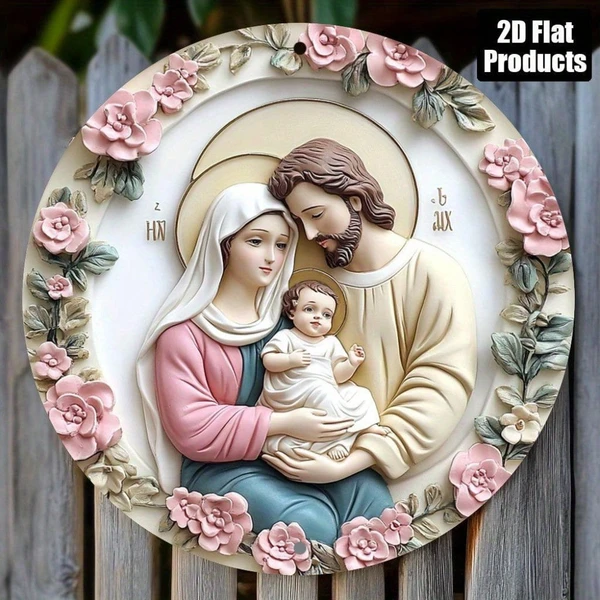Decoración de pared de madera CIFbuy 8x8 pulgadas: Placa redonda familiar