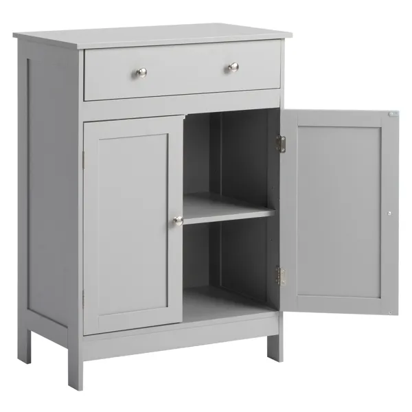 Gray Particleboard With Melamine Veneer, 60*30*80cm, Double Doors, Single Drawer, Bathroom Vanity