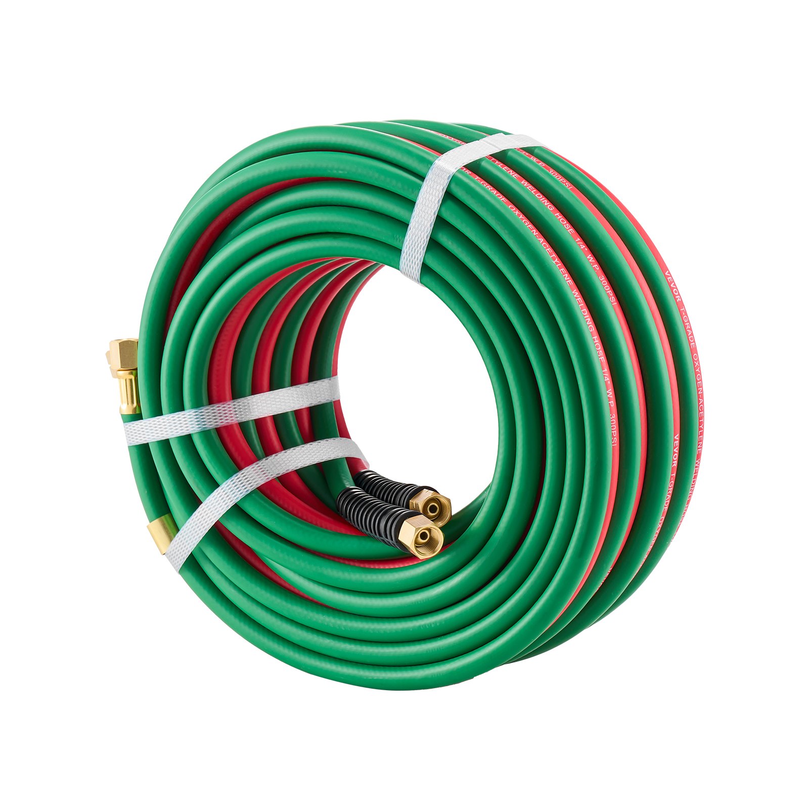 Oxygen Acetylene Hose, 1/4-Inch X 50FT Oxy Acetylene Hose With 9/16"-18 B Fitting, 300PSI T Grade Welding Cutting Torch Twin Hose, Compatible With Oxygen, Acetylene, Propane And Other Fuel Gases