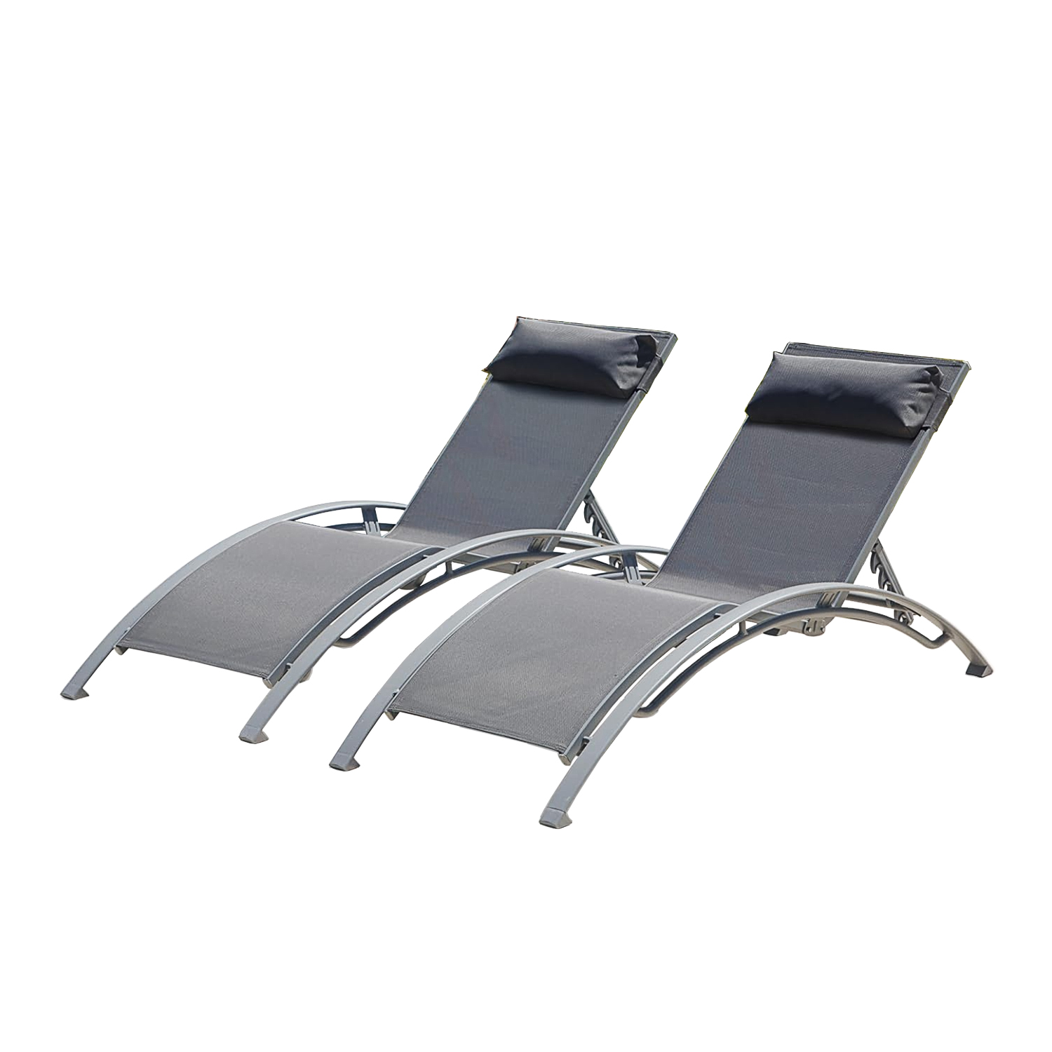 Set de 2 tumbonas de piscina, gris oscuro