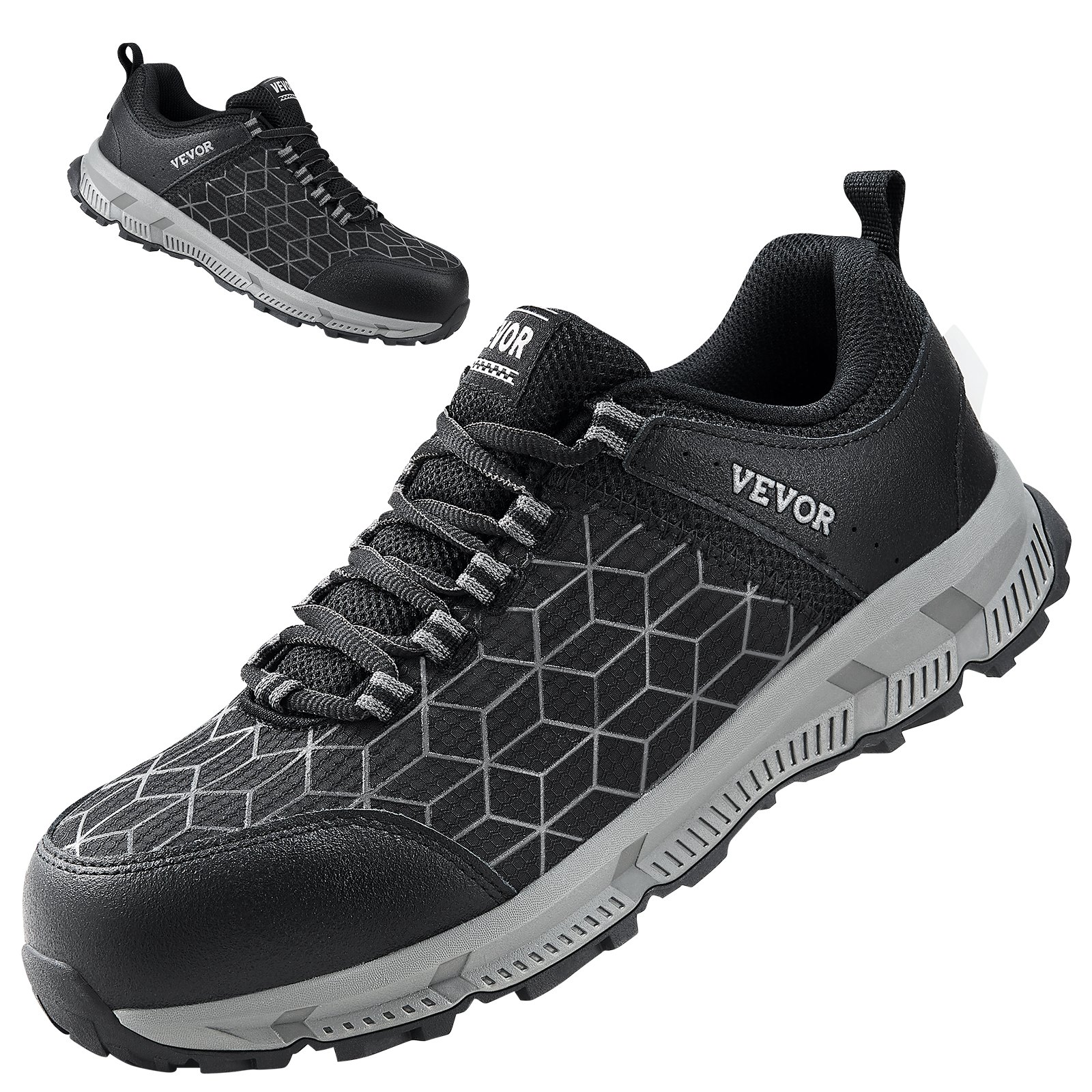Zapatos de seguridad con puntera de acero para hombre, talla US 11, negros