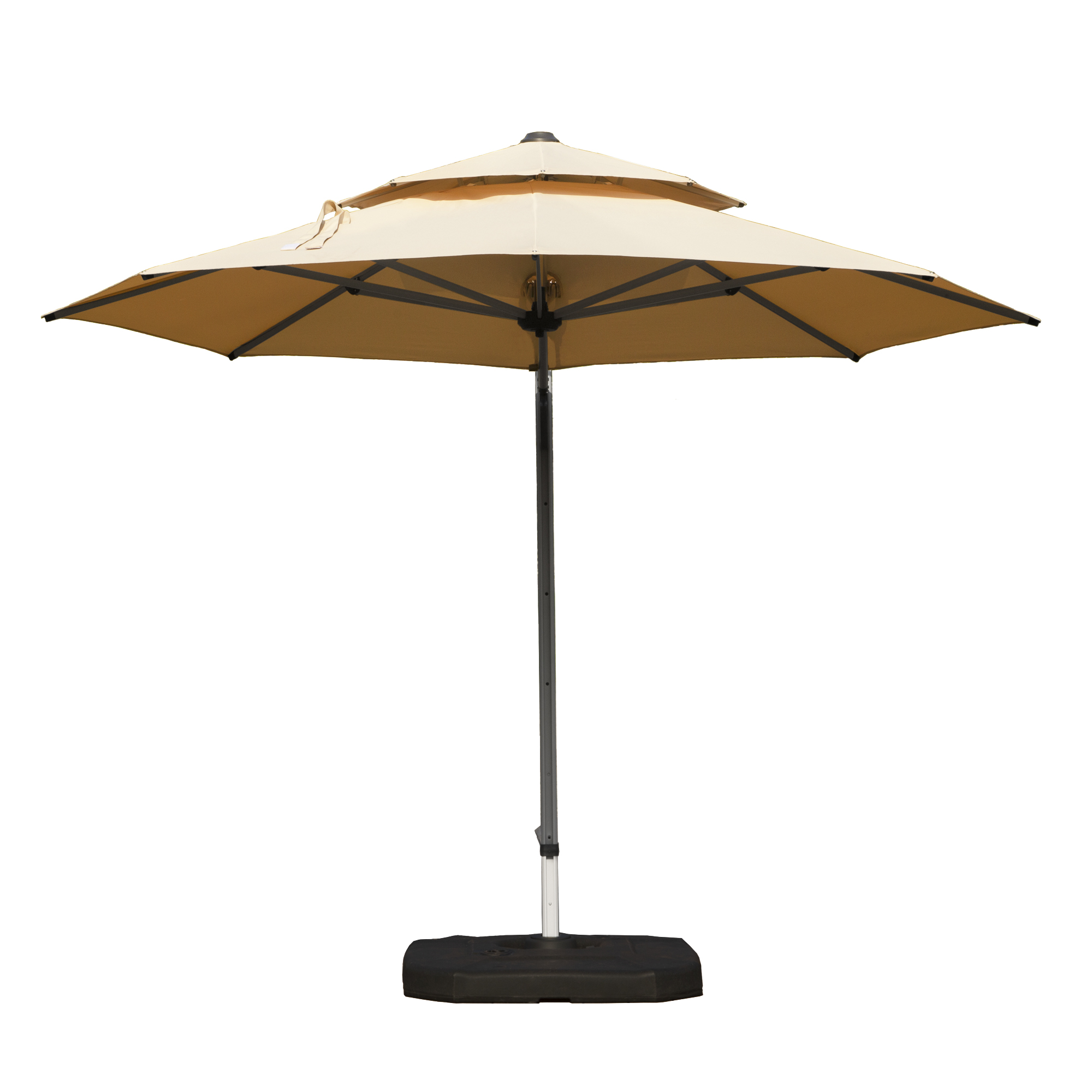 Sombrilla voladiza redonda con poste central, beige
