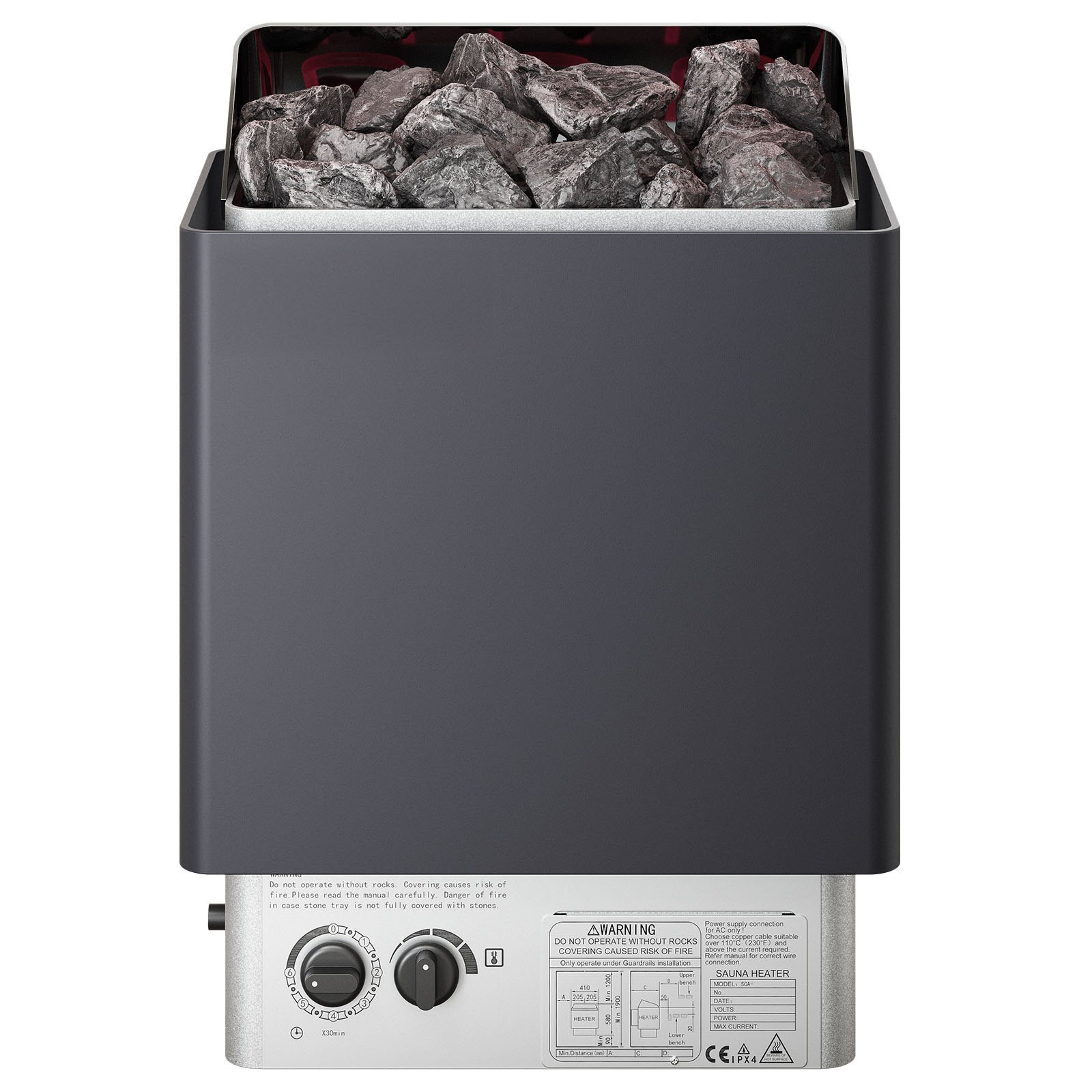 Sauna Heater, 6KW 220V Electric Sauna Stove, Steam Bath Sauna Heater With Built-In Controls, 3h Timer And Adjustable Temp For Max. 176-318 Cubic Feet, Home Hotel Spa Shower Use, FCC Certification