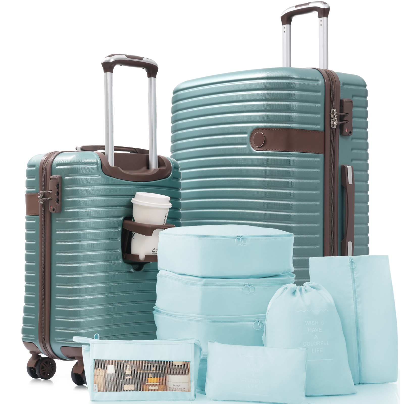Set de maletas rígidas con cerradura TSA y ruedas 360° para viaje