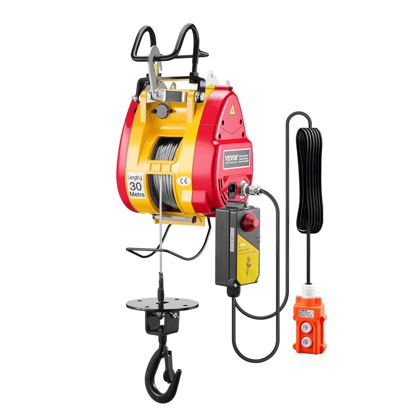 Polipasto cabrestante eléctrico portátil 2 en 1 de 1100 libras con control remoto