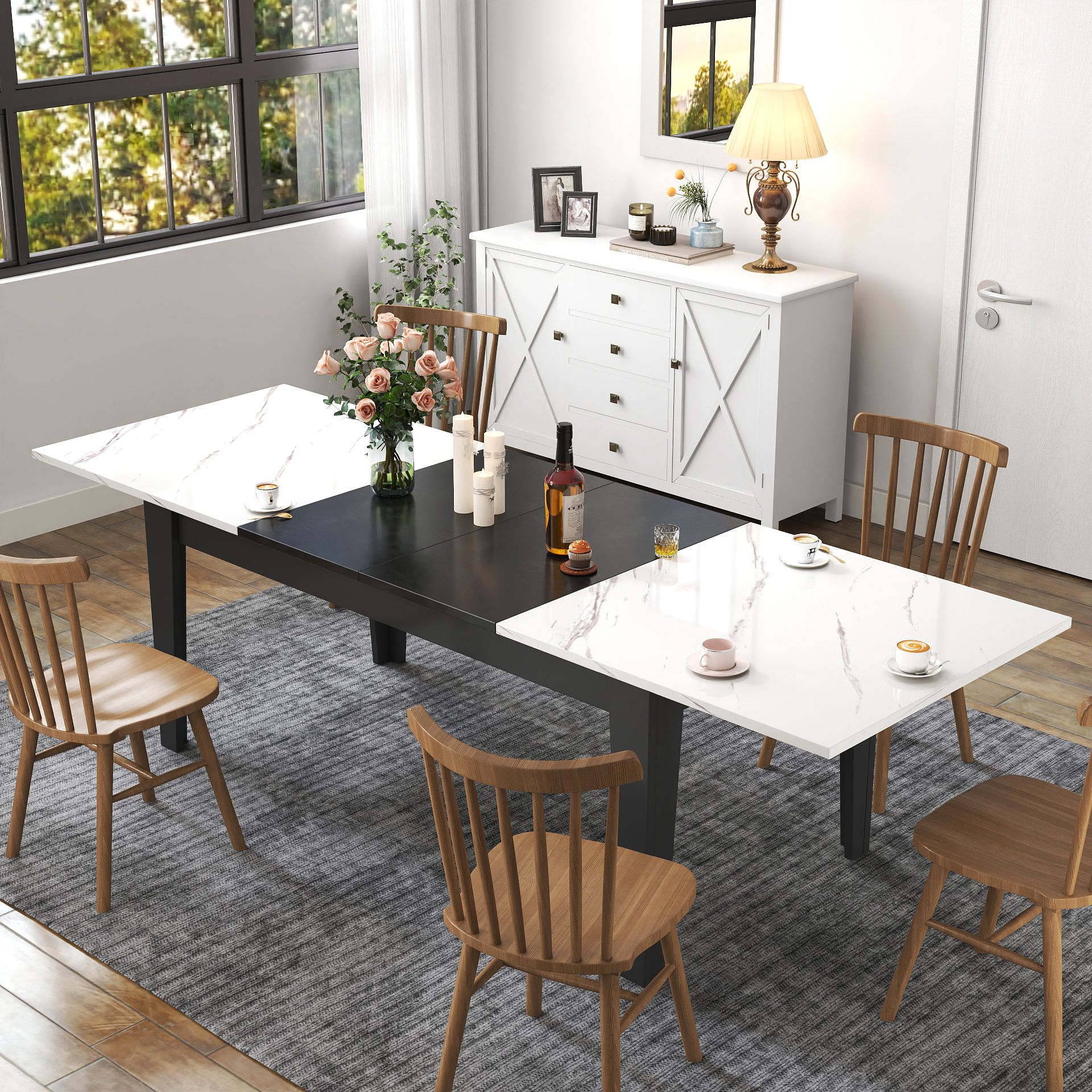 Mesa de comedor extensible de 106.3 pulgadas