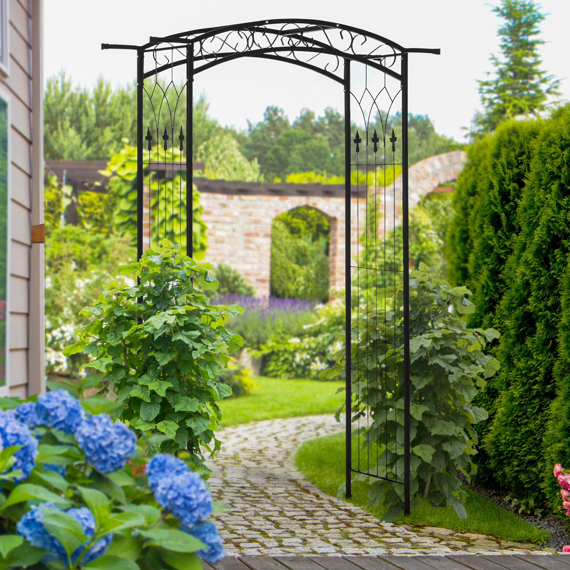 Arco de jardín de metal de 7 pies, enrejado para enredaderas, ideal para bodas