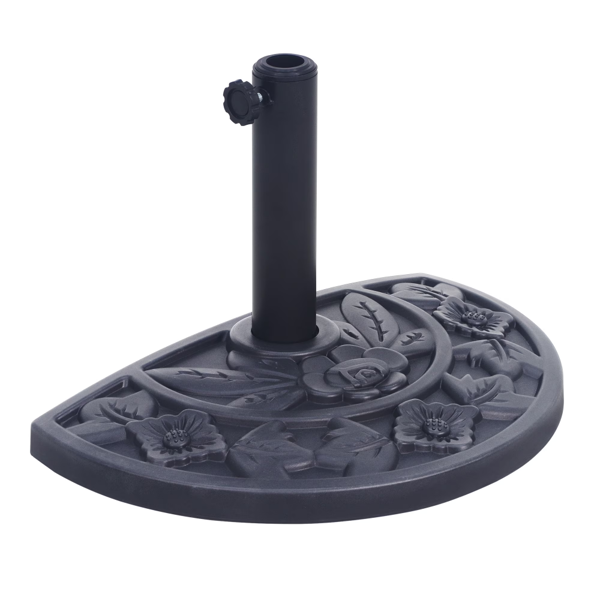 Base para sombrilla de patio, 20 libras, negra, patrón de rosas, semicircular