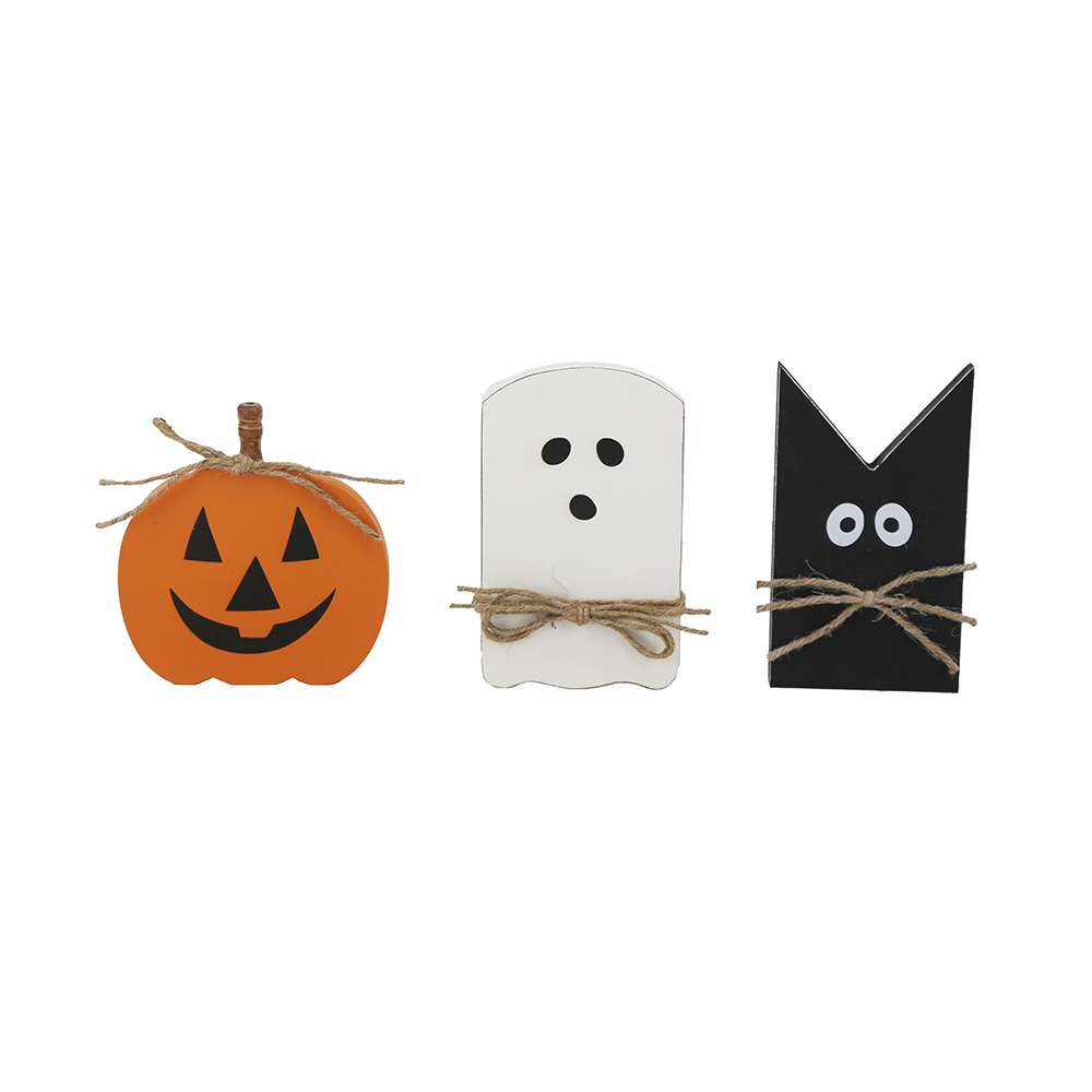 Set of 3 Halloween Holiday Table Decor, White: 4.8x8"  Black: 4.5x8"  Orange: 6.7x7"