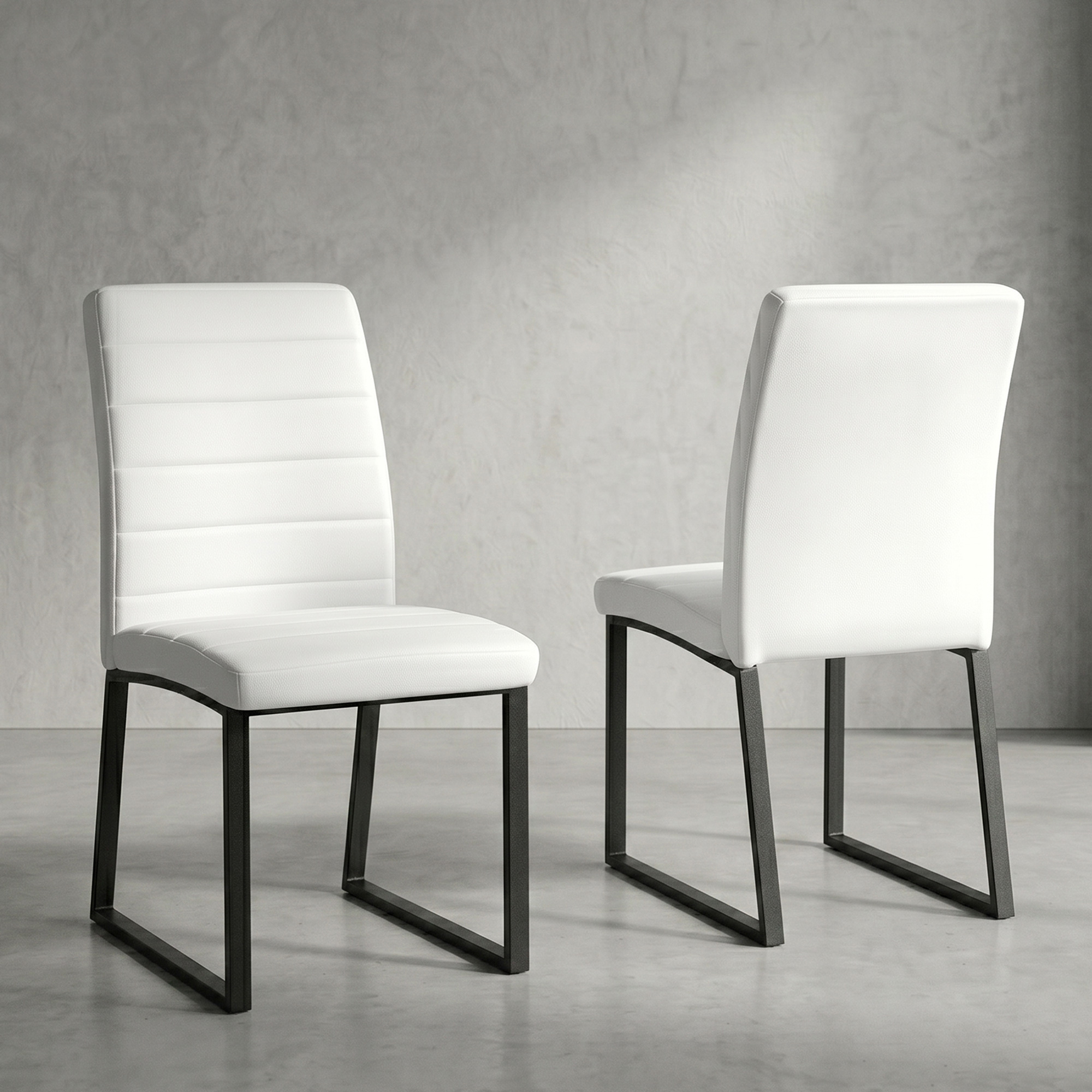 2-Pack - Premium PU Office Dining Chairs With High-density Foam, Sturdy Iron Legs  Spray Paint , Multiple Colors. Easy Assembly