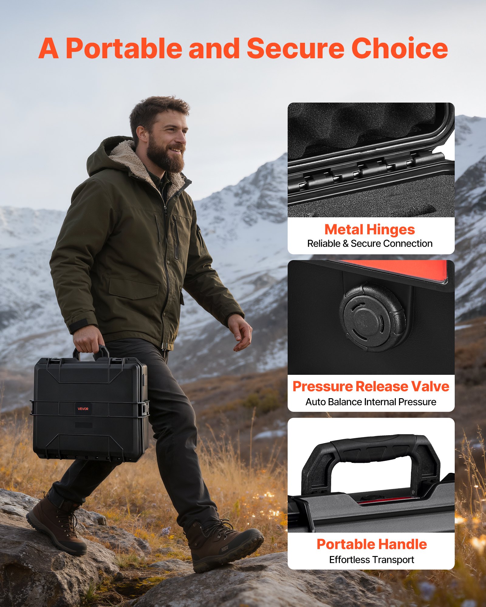 Hard Pistol Case, Heavy Duty Hard Gun Case With XPE Foam Lining, Waterproof Pistol Storage Box With Customizable Interior & Handle For Gun, Lenses, Camera, Gear, TSA Compliant, 21.9x17.9x8.8 In