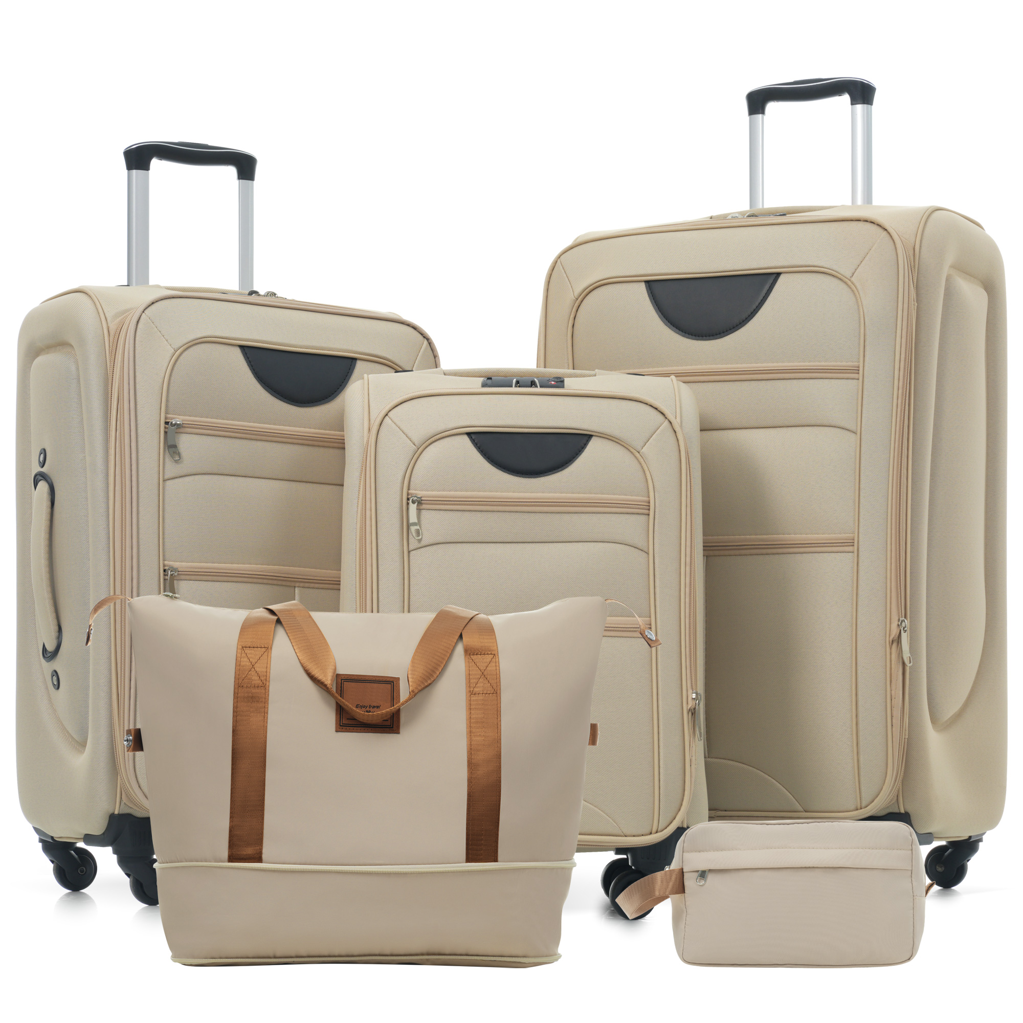 Softside Luggage Expandable 3 Piece Set Suitcase With Duffel Bag Upright Spinner Softshell Lightweight Luggage Travel Set-22 26 30 IN