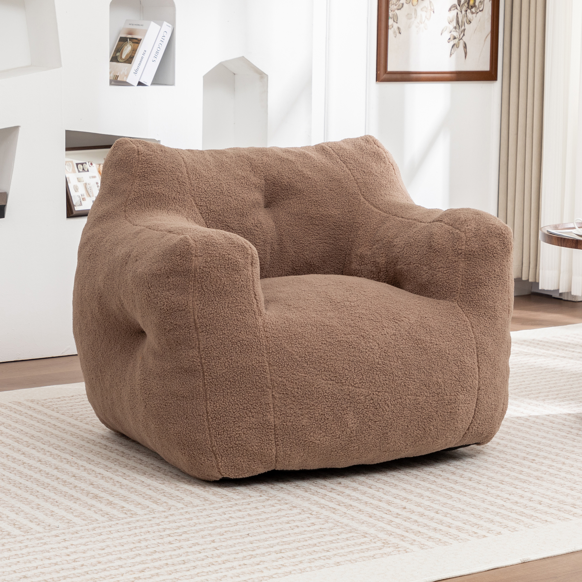 Puf sillón con reposabrazos, relleno de espuma de alta densidad, para adultos