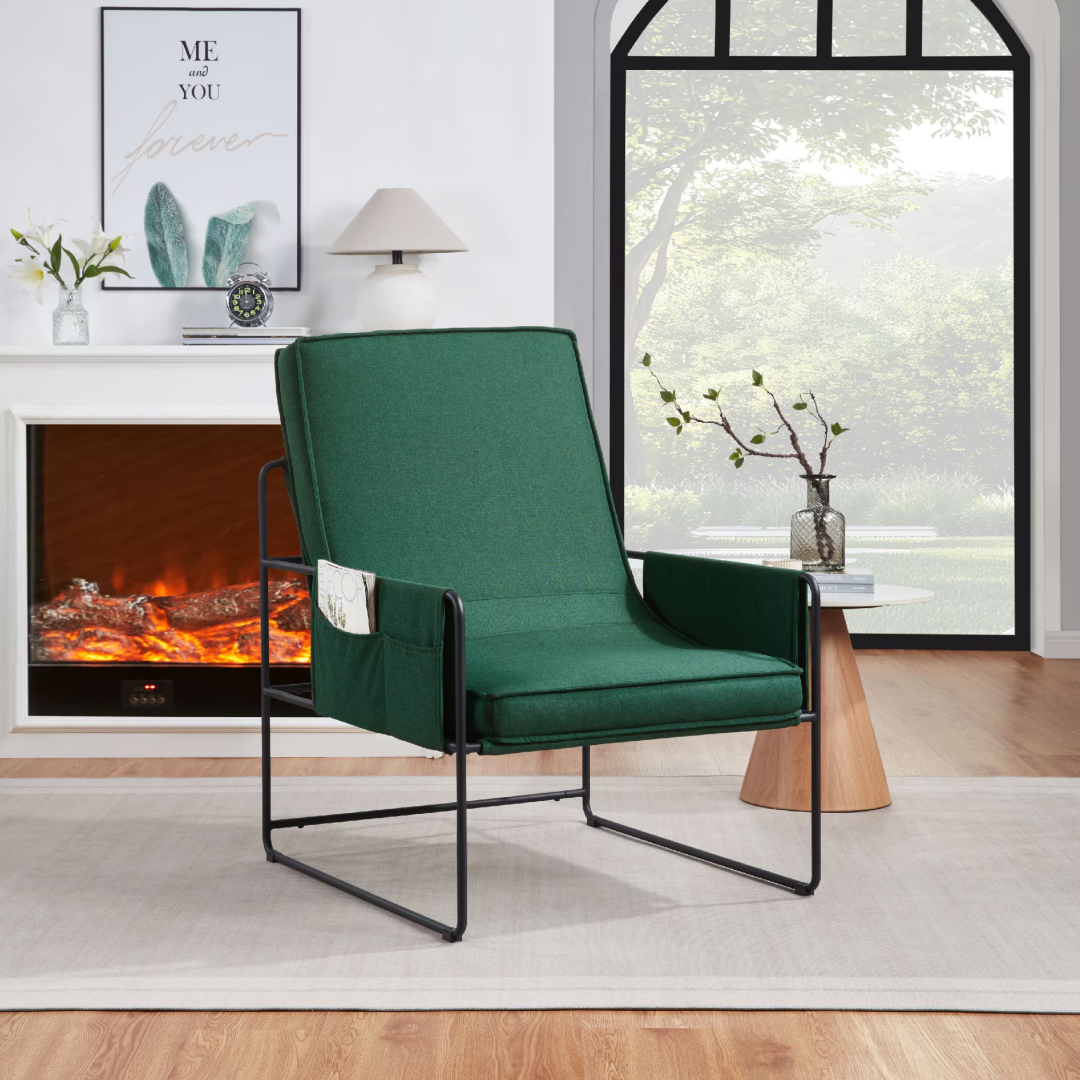 Silla decorativa tipo hamaca con cojín extraíble y bolsa de almacenamiento, verde