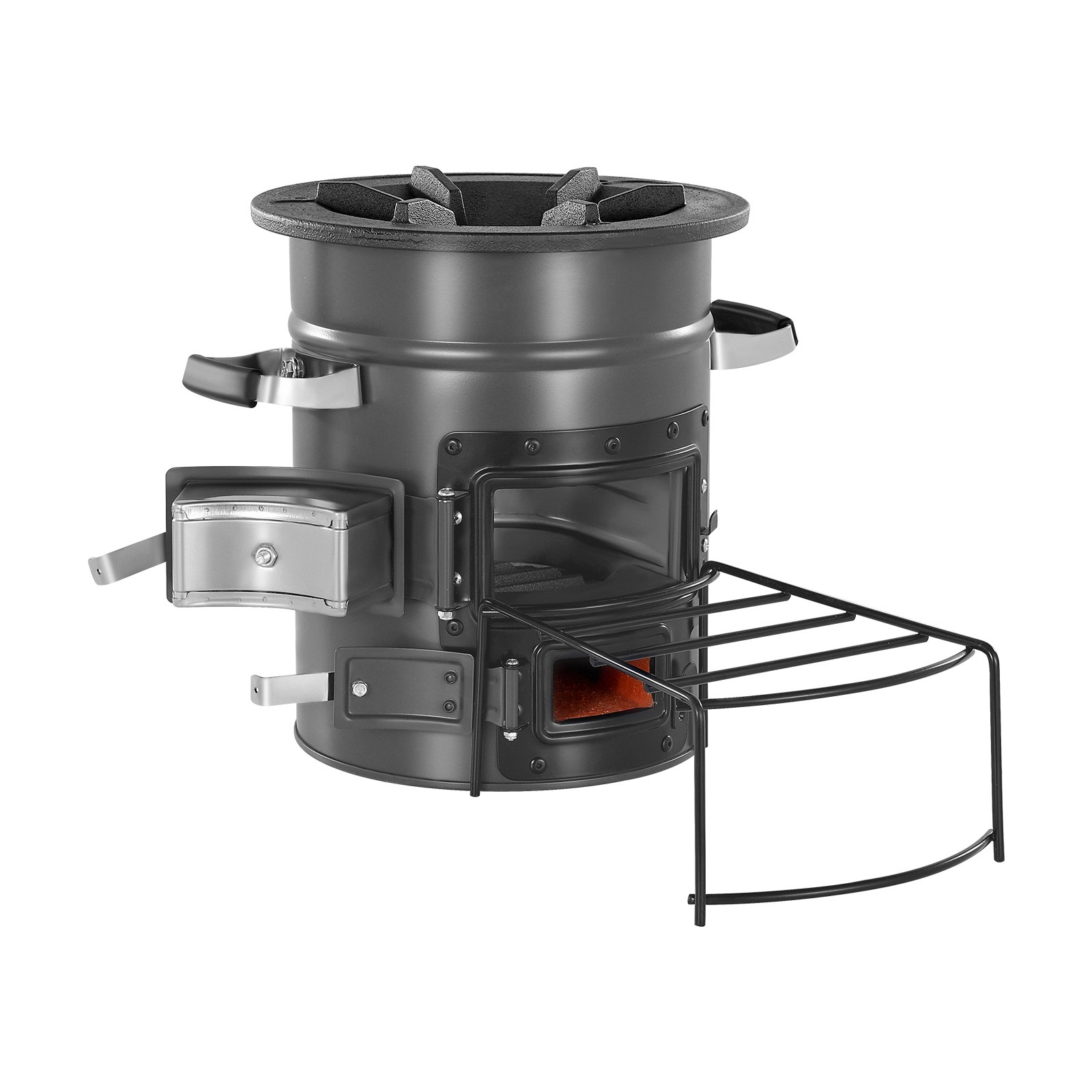 Camping Rocket Stove, Wood Burning Portable Rocket Stove With Carrying Bag For Backpacking, SPCC Steel, Double Door, Burn Twigs, Sticks Or Charcoals For Outdoor Cooking, Backyard, Camp Cooking