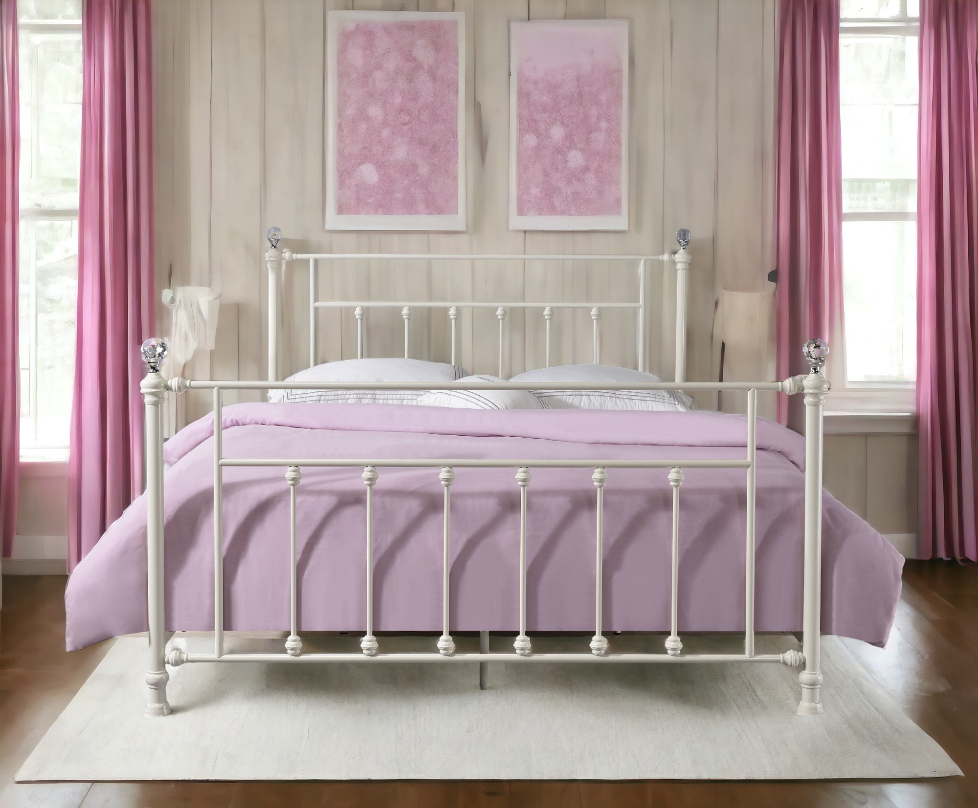 Cama matrimonial Comet con acabado blanco