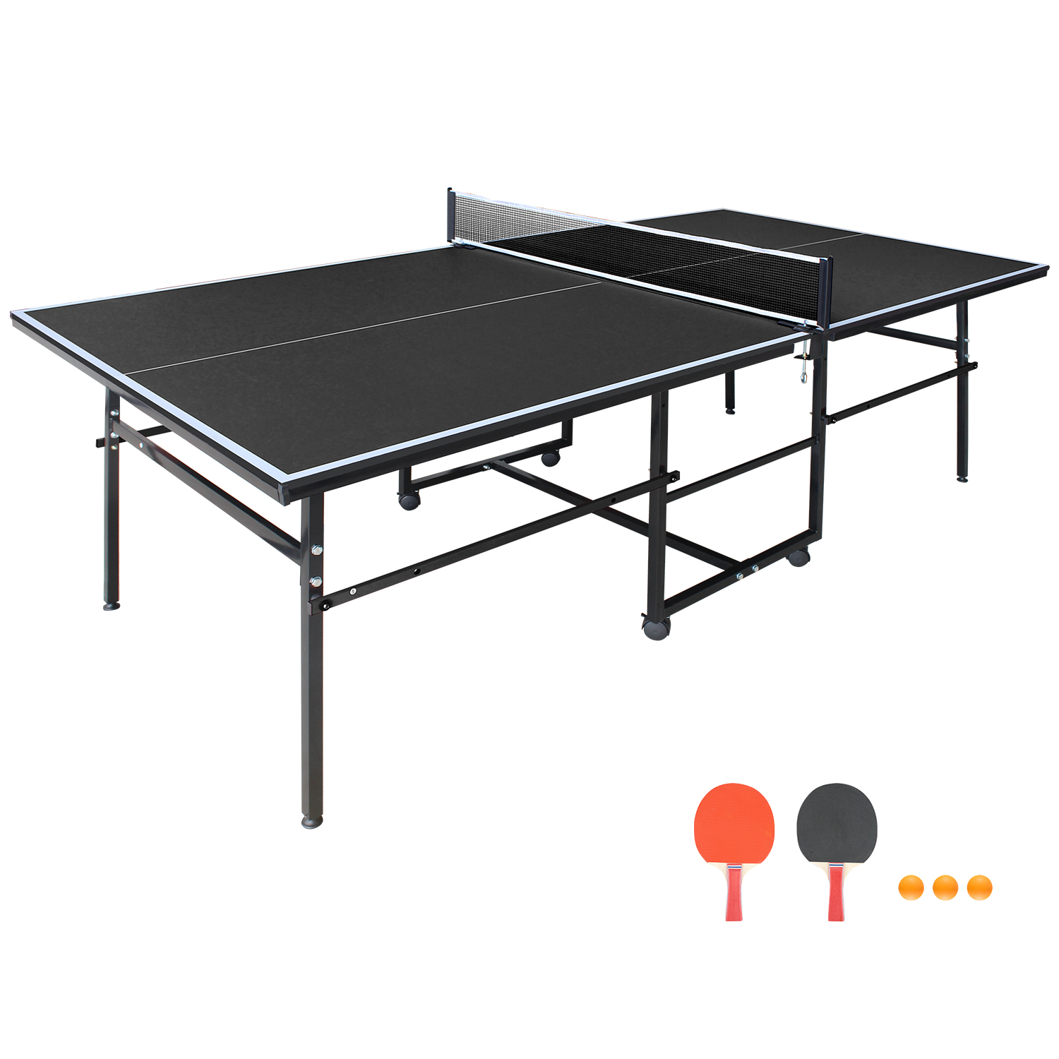 Mesa de ping pong 8.5x4.3 pies, plegable, portátil, para interior, con accesorios