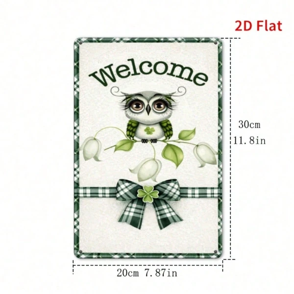 CIFbuy Letrero de metal vintage de búho verde, arte de pared floral, impermeable