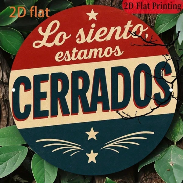 Placa redonda CIFbuy vintage de aluminio 8x8 pulgadas "Lo Siento Estamos Cerrados"