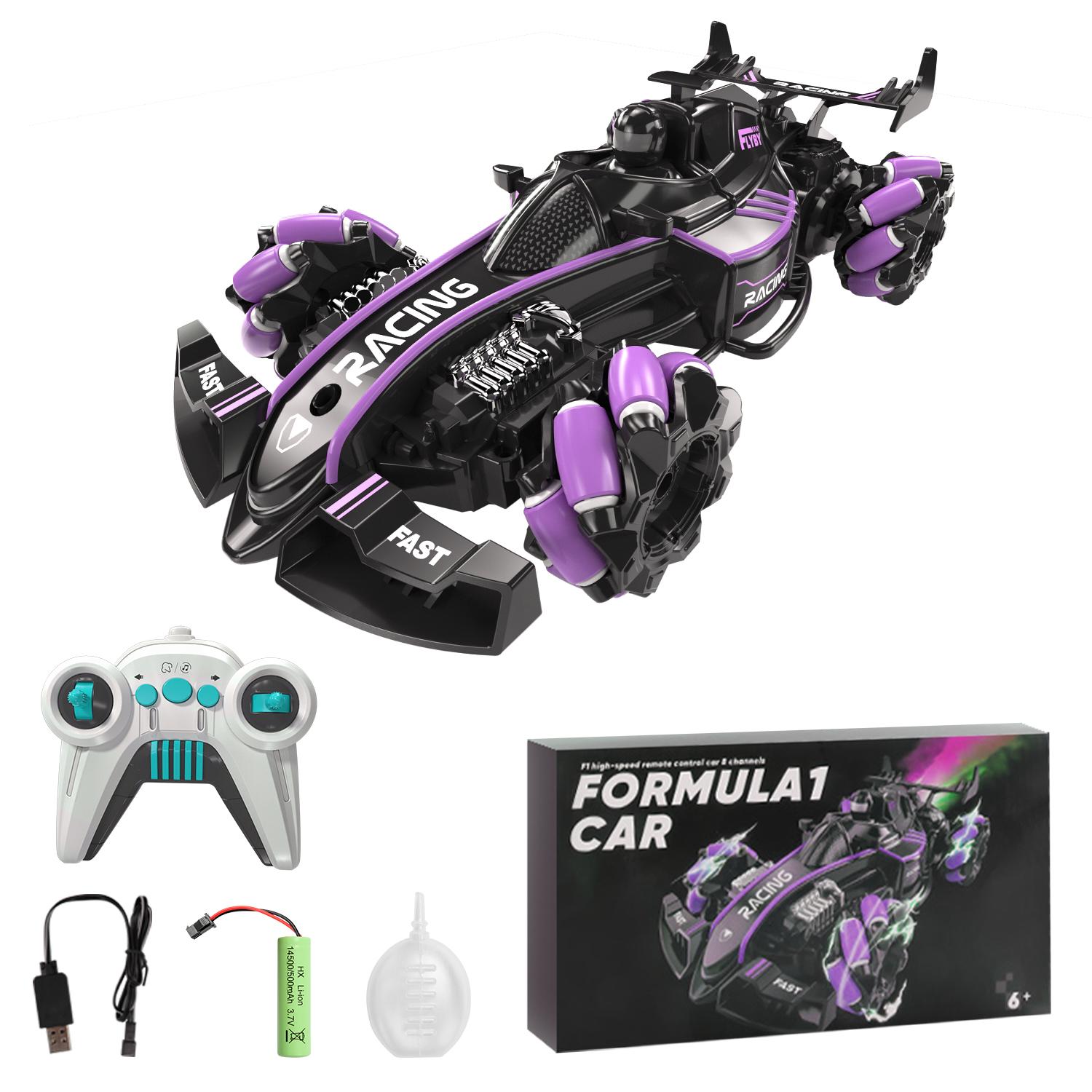 Coche de carreras Fórmula 1 con deriva omnidireccional y función de pulverización