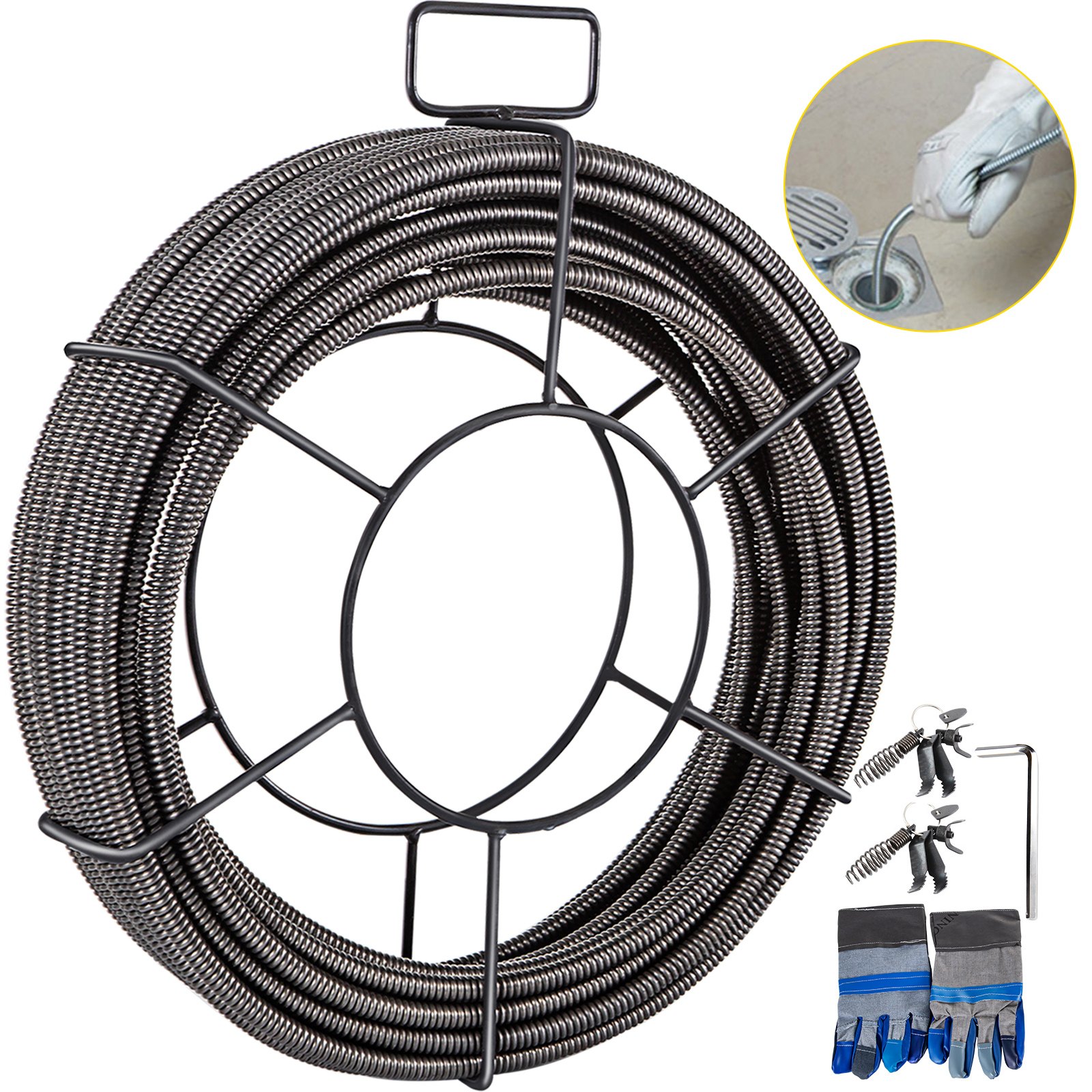 Cable para limpieza de desagües de núcleo sólido, 50 pies x 1/2 pulgada