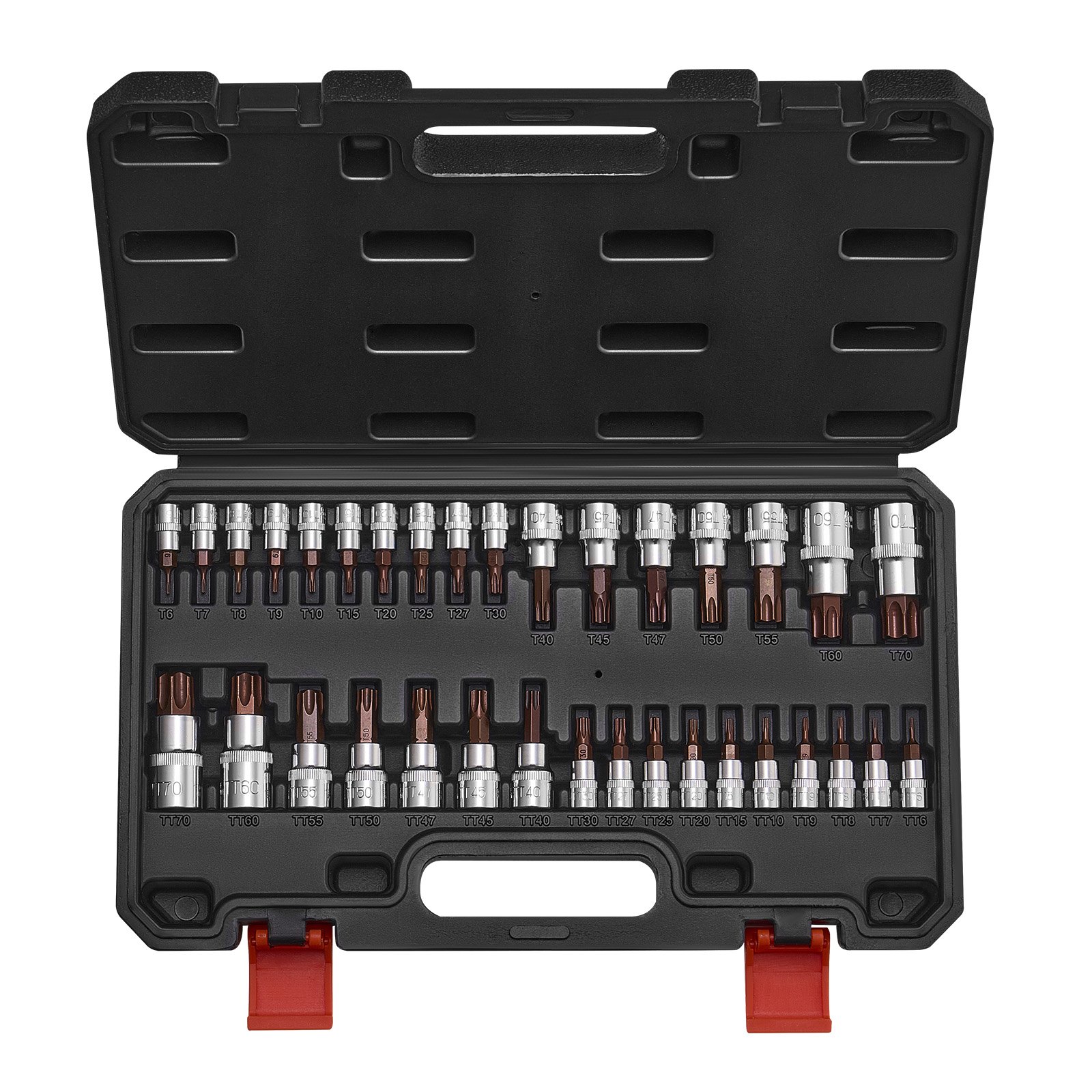 Set de puntas Torx de 34 piezas, T6-T70, acero S2 y Cr-V, 1/4, 3/8, 1/2"