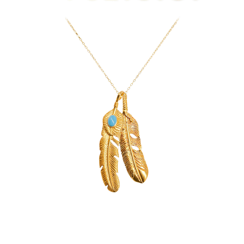 24k Gold Jewelry,Personalized Mother Daughter Feather Necklace