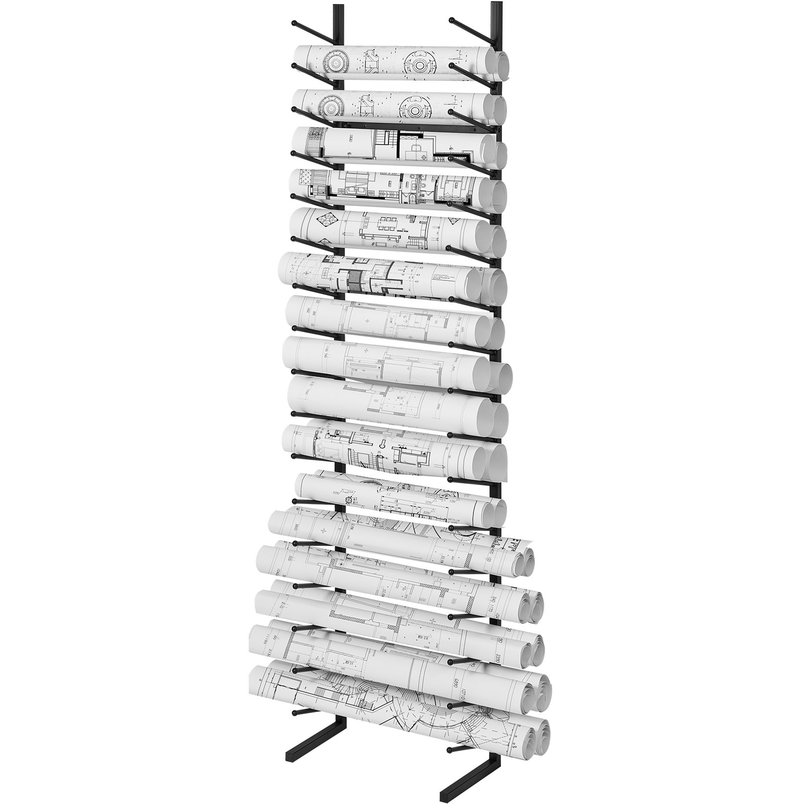 Estante para planos colgante de 16 niveles, vertical, para rollos