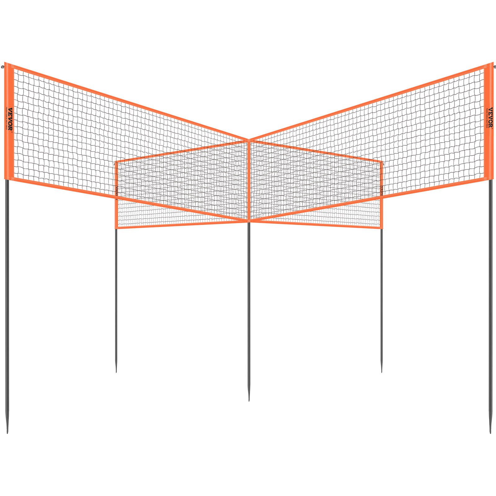 4-Way Volleyball Net, Adjustable Height Badminton Net Set For Backyard Beach Lawn, Outdoor Portable Volleyball Net With Carrying Bag, 4 Square Quick Assemble Game Set For Kids And Adults